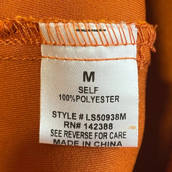 E.ssue Satiny Orange Rust A Line Midi Skirt w Button Details & Front Slit - Med - Picture 3 of 8